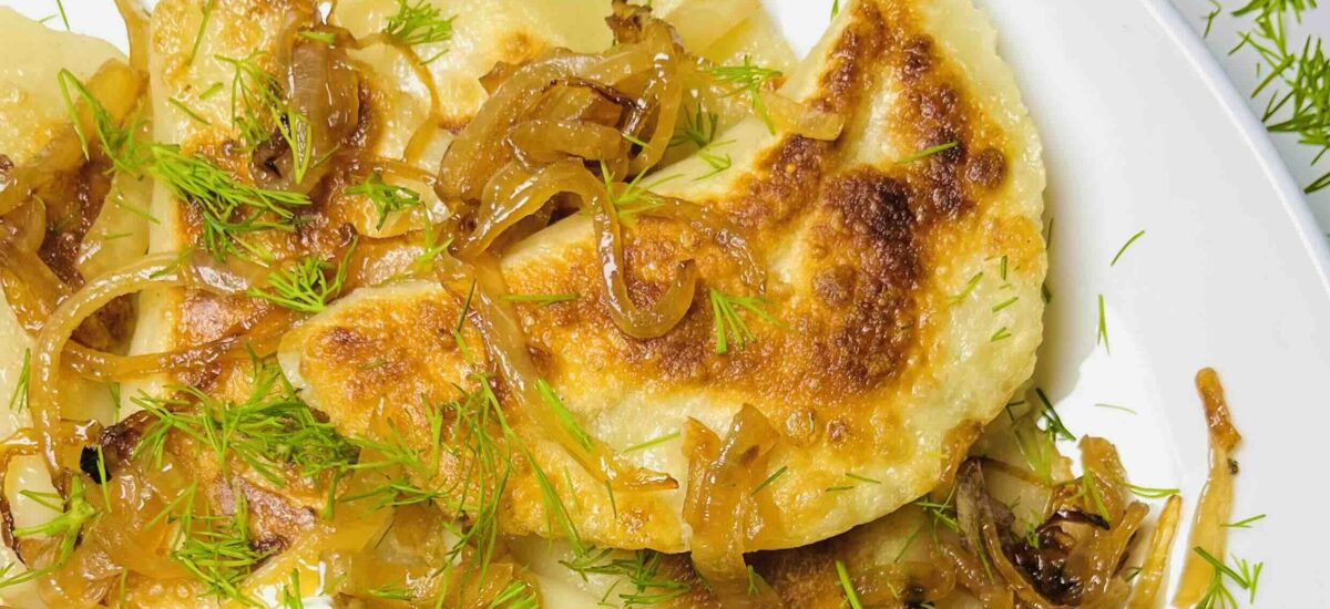 Vegan Pierogi (Varenyky) with Cashew Creme & Potato
