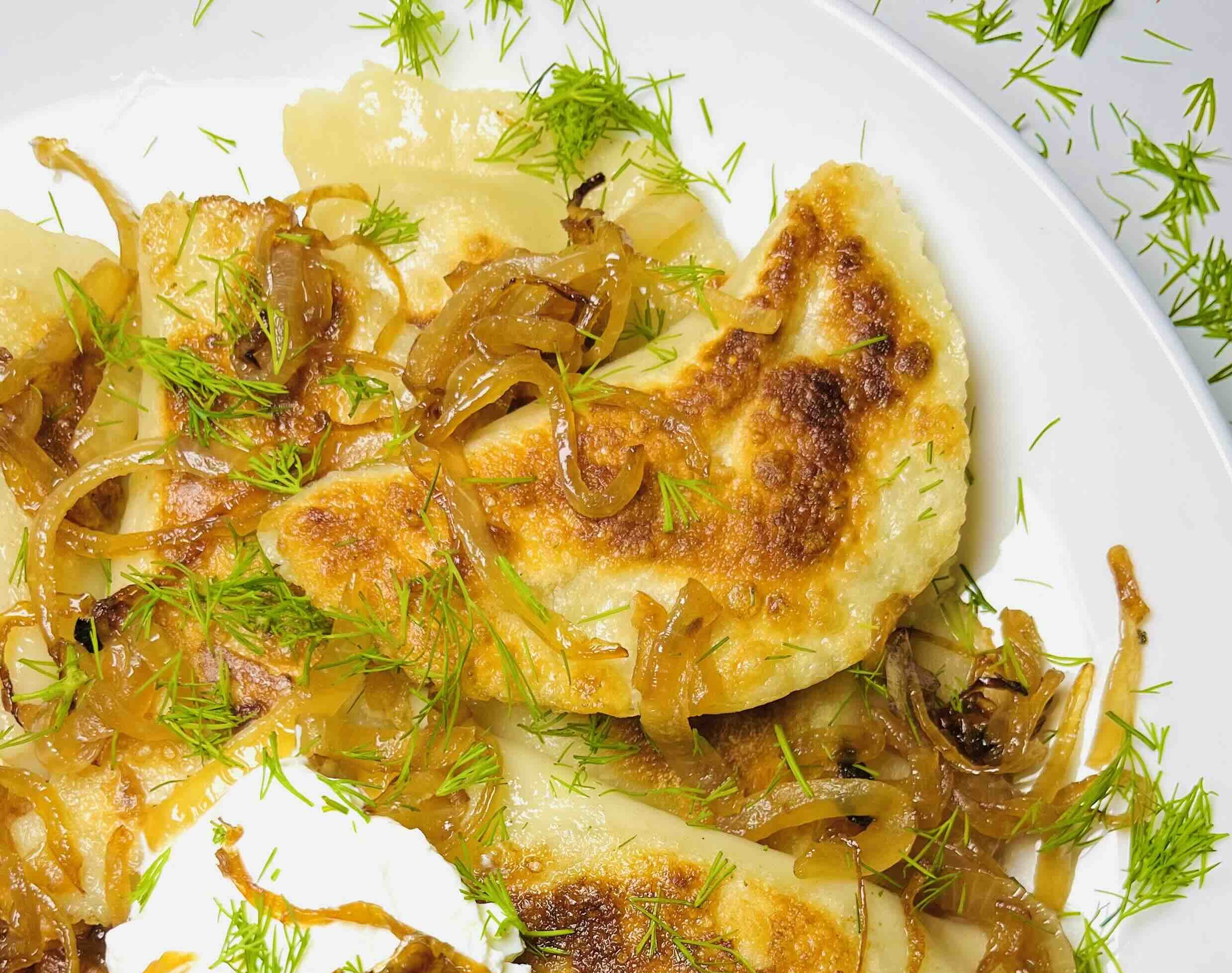 Vegan Pierogi (Varenyky) with Cashew Creme & Potato